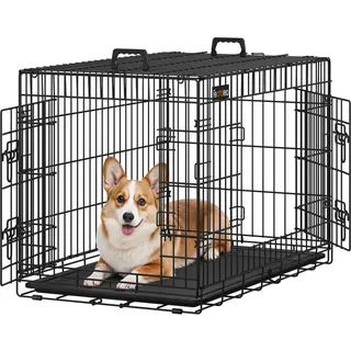 Songmics Hundekäfig 92,5 x 57,5 x 64 cm Schwarz