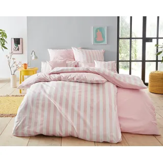 OTTO home Greta Gestreift Baumwolle Rosa 135 x 200 cm + 2 x 80 x 80 cm