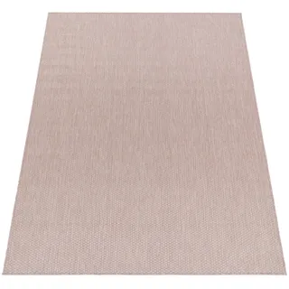 Paco Home In- , Outdoor Teppich Flachgewebe einfarbig modern wetterfest für Terrasse Küche Grösse 140x200 cm - Rosa