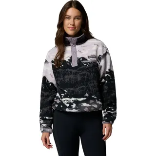 Columbia Women's Helvetia II Cropped Sherpa Half Snap Printed Fleece shale purple sisters, shale purple (554) L