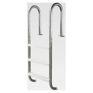 Edelstahl Poolleiter 120 cm I 3-stufig I V2A mit Kunststoffstufen - Silber