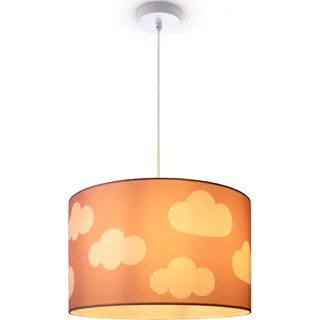 Paco Home Pendelleuchte "Hugo Cosmo", weiß, Ø 45,5cm H: 27cm, Leuchten, Pendellampe Kinderzimmer Wolken Himmel Stoff Lampenschirm Rund E27, Pendelleuchte