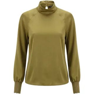 Satinbluse ZERO "Satin-Bluse mit Kragen", Damen, Gr. 42, grün (fir grün), Obermaterial: 60% Polyester Pol. recyc.. 40% Polyester PES., Blusen Satinbluse