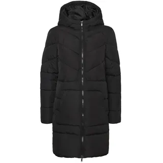 NOISY MAY Damen Lange Puffer Jacke | Warmer Stepp Wintermantel mit Kapuze | Wattierter Blouson NMDALCON, Farben:Schwarz, Größe:40