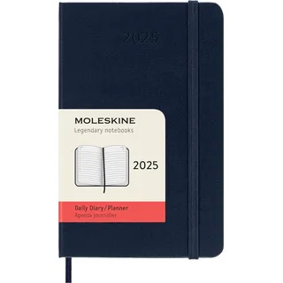 Moleskine 12 Monate Tageskalender 2025, Pocket/A6, 1 Tag = 1 Seite, Fester Einband, Saphir