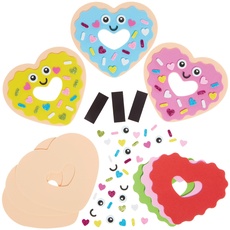Baker Ross FX122 Liebesherz Donut Magnet-Kits - 8er-Pack, Schaumstoff-Bastelset zum Valentinstag für Kinder