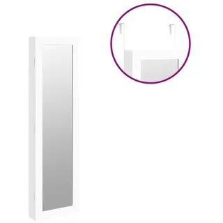 vidaXL Schmuckschrank mit Spiegel Wandmontage Weiß 30x8,5x106 cm