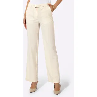 Bügelfaltenhose CREATION L, Damen, Gr. 26, Kurzgrößen, beige (champagner), 54% Polyester, 18% Wolle, 13% Viskose, 12% Modal, 3% Elasthan, unifarben, Hosen Bügelfaltenhose