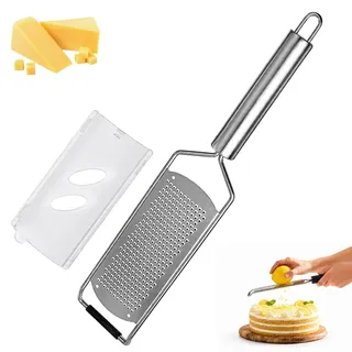 Käsereibe, Parmesanreibe mit Behälter, Reibe für Gemüse und Käse, Reibe Edelstahl, Küchenreibe für Parmesan, Zitrone und Ingwer, Handreibe mit Vierkantraspel