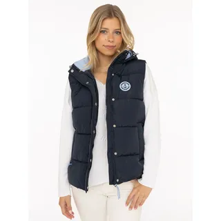 Steppweste ZWILLINGSHERZ "Strandglück", Damen, Gr. S, marine, Web, Obermaterial: 100% Polyester, unifarben, hüftbedeckend, ohne Ausschnitt, Westen Steppweste, Kapuze, Eingriffstaschen, Ankermotiv
