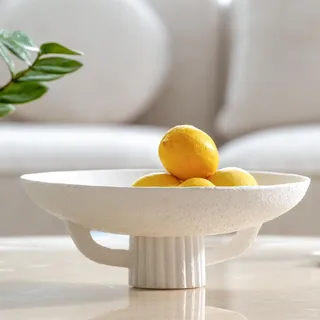 Dekorative Schale aus weißem Kunstharz für Boho Modern Home Decor, 28,4 cm, große elegante Sockel-Obstschale für die Küche/Schlüsselhalter/Potpourri für Eingangstisch, Couchtisch, Esszimmer