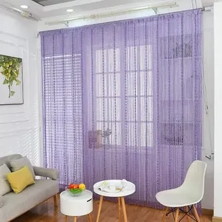 Devola Schiebevorhänge fadenvorhang insektenschutz BxH 100x200cm Violett | Perlenvorhang Terrassentür, Türvorhang Balkontür, Dekorative Schnur Quaste Vorhänge für Türen oder Fenster 1 Stück
