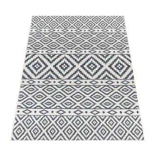 Paco Home Läufer »Coco 201« rechteckig 4 mm Höhe Teppich-Läufer, Flachgewebe, Rauten Design, In- , Outdoor Teppich Balkon Terrasse Orientalisch Skandi Designs Kreis Muster Grösse 80x200 cm - Blau