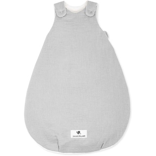 Julius Zöllner Babyschlafsack Musselin, warme Füllung 2,5 TOG, waschbar bei 40°C, Made in Germany, Oeko TEX Standard 100, grau, Gr. 68/74