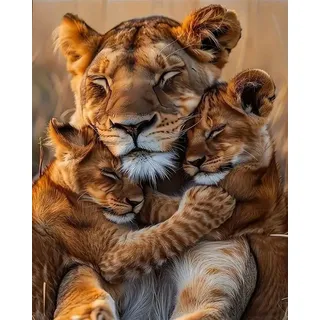 Generisch Malen Nach Zahlen Erwachsene,Paint by Numbers Adult,Cheerful Painting,Diy Handgemalt Kreativ Bastelset für Geschenk Heimdekoration (Mother Tiger and Cub)