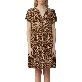QS Sommerkleid mit All-Over Print, schwarz braun leo