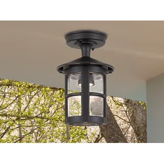 Außendeckenleuchte, Balkon Außenlampe Landhausstil, Terrassenbeleuchtung Schwarz - Schwarz