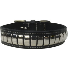 BBD Pet Products Gewölbtes Lederhalsband, Einheitsgröße, 1/4 x 16 bis 48 cm, Schwarz