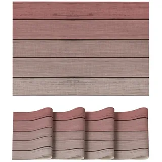 Artoid Mode Rosa Holz Rustikal Muttertag PVC Platzsets 4er Set, 30x45cm Tischsets Schmutzabweisend Hitzebeständig Platzdeckchen Küche Deko