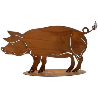 Rostikal Gartenfigur Schwein aus Edelrost | Metall Deko für Garten & Hof | Handgemachtes Rost Schwein aus Cortenstahl – fertig gerostet, wetterfest, in zwei Größen von klein bis XXL