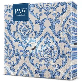 PAW Servietten 33 x 33 cm, 20 Stück - Portugiesische Fliesen | Dreilagig, saugstark und reißfest, elegante Tischdeko für Hochzeit, Kommunion und Taufe, festlich gedeckt