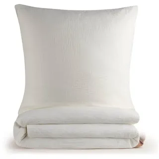 Blumtal Musselin Bettwäsche 135x200 cm + 80x80 cm - Oeko-TEX zert. Bettwäsche 135x200 Musselin aus 100% Baumwolle - extra weiches Bettwäsche-Set waschbar bei 40 °C - Sommerbettwäsche Beige