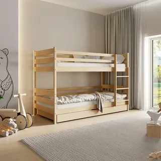 masseno Etagenbett Simba 80 x 160 cm Kiefer massiv hellbraun bronze