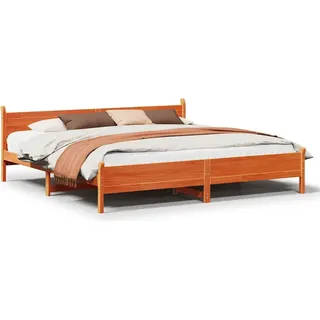 vidaXL Massivholzbett ohne Matratze Wachsbraun 200x200 Kiefernholz - Weiß