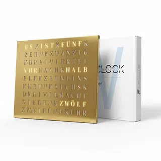 build-yours WordClock Jupiter gelaserter Edelstahl in Gold - Elegante LED Wanduhr - hochwertige Designer Wortuhr für einen Hauch von Luxus