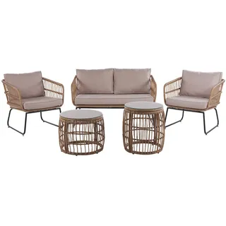 Beliani Gartenmöbel-Set 4-Sitzer Rattan Beige Ravello , Kunststoff , Gartenmöbel, Gartengarnituren, Gartenmöbel-Sets