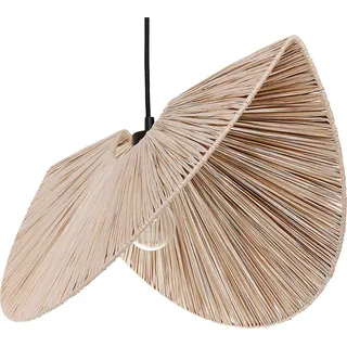 BELIANI Hängelampe Natürlich Papierschirm 1-Flammig Glühbirnen-Design Gefaltete Optik Rund Langes Kabel Modern Boho Wohnzimmer Esszimmer Beleuchtung - Beige