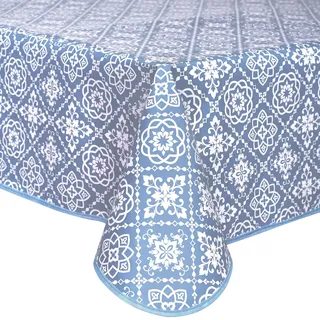 Home Direct Wachstuch Tischdecke Wachstuchtischdecke Abwaschbar Abwischbare Rechteckig Eckig 140 x 180 cm Blau grau