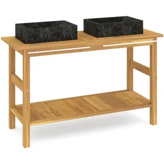 Waschtisch mit Schwarzen Marmorbecken Massivholz Teak - Schwarz