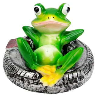 schwimmfrosch für miniteich, Frosch Teich Ornamente Harzfarbe Easy Float Wasser schwimmend Frosch Gartenstatue für den Hausgarten Yard (Frosch auf Reifen liegen)