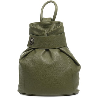 FIRENZE ARTEGIANI. Edvige Damen-Rucksack, Echtleder, Dollaro-Finish, 34 x 13,5 x 32 cm, Farbe: Grün, grün, Talla única, Casual