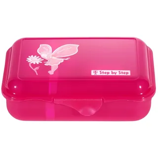 Step by Step Lunchbox „Fairy Freya“, mit Trennwand und Klickverschluss, spülmaschinenfest, BPA-frei, für Schule und Kindergarten, 0,9L, rosa