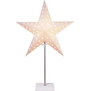 Best Season Standleuchte "Star" Materal: Metall/Holz/Papier, ca. 67x43cm, Farbe: beige/weis, 233-06 - Weiß