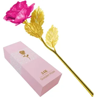 Dekorative ewige Rose 24 cm - gold-rosa - Gold, Rosa