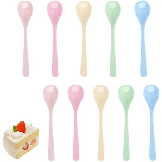 10 Stück Eierlöffel Kunststoff, Plastiklöffel Klein Plastik Löffel Suppenlöffel Plastik Kunststofflöffel Plastiklöffel Langer Stiel Eislöffel plastik für Kaffee Getränke EierJoghurt (16cm*10)