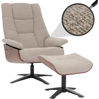 MCA Furniture Relaxsessel HWC-N57 Bouclé 81 x 125 x 0 cm Braun mit Hocker