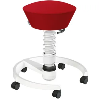 Aeris Bürohocker , Rot, Weiß , Metall, Textil , Rollen, C-Form, rund , 55x45.66x55 cm , Made in Germany, AGR-geprüft , Büromöbel, Bürostühle, Bürohocker