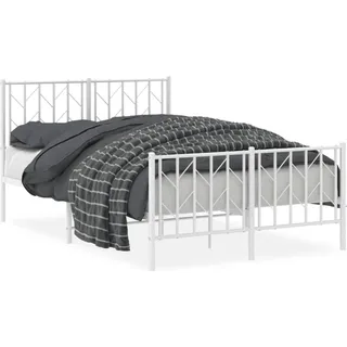 vidaXL Bettgestell mit Kopf- und Fußteil Metall Weiß 120x200 cm - Weiß