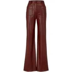 HUGO Damen Hulara-1 Straight-Fit Hose aus Kunstleder mit hohem Bund Dunkelrot 42