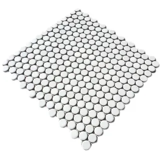 Knopfmosaik Mosaikfliesen Keramikmosaik weiß glanz Wand Bad WC WB10-0102 1 Matte