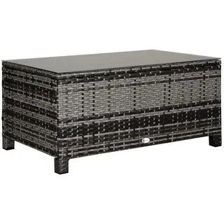 Garten Beistelltisch Couchtisch Gartentisch Balkontisch Polyrattan Grau 85 x 50 x 39 cm - Grau