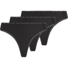 Tommy Hilfiger Underwear Slip »3P THONG«, (Packung, 3 St., 3er-Pack), mit zarter Spitzenkante am Beinabschluss & Tommy Hilfiger Elastikbund, schwarz