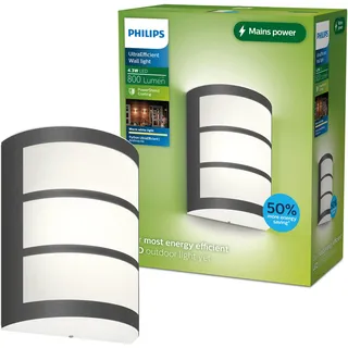 Philips Außenwandleuchte Edelstahl 21,5 cm inkl. Bewegungsmelder anthrazit