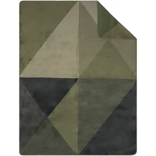 Novel Decke , Anthrazit, Grün, Dunkelgrün , Textil , Ornament , 150 cm , Kettelrand , Heimtextilien, Wohntextilien, Decken, Kuscheldecken