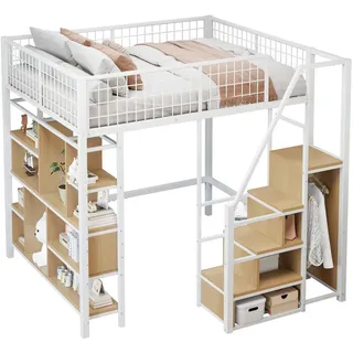 Okwish Hochbett 140 x 200 cm Metall weiß
