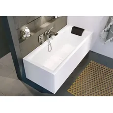 RIHO Still Square Rechteck-Badewanne, PlugPlay-Variante, mit Ab-/Überlaufgarnitur, 2-Sitzer, weiß, B, Ausführung: 170x75x62cm, links